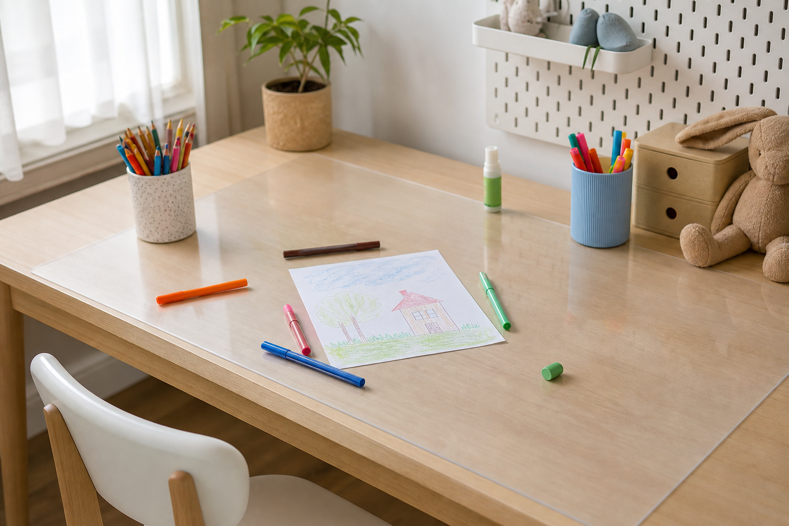 Как защитить письменный стол ребёнка от фломастеров, клея и царапин